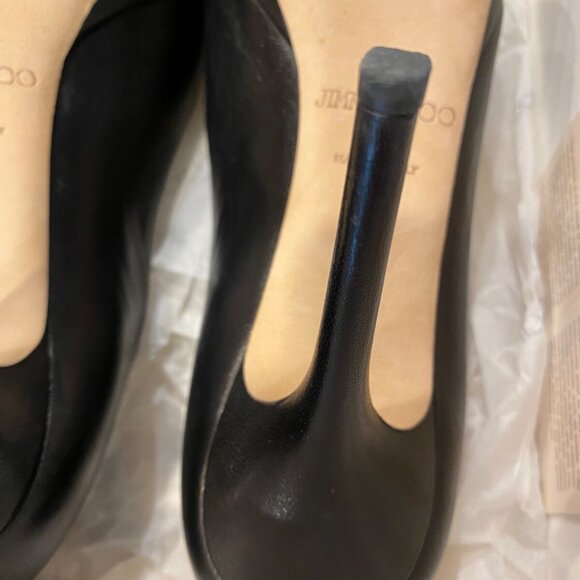 Jimmy Choo Peep Toe Stilleto Heels Black Leather - Picture 7 of 11